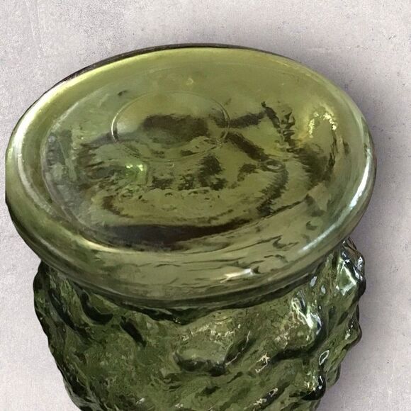 Vintage E.0. Brody CO. AVOCADO GREEN CRINKLE GLASS 8.5" VASE - Picture 4 of 5